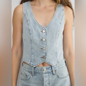 Denim Forum Light Blue Buttoned Vest Top
